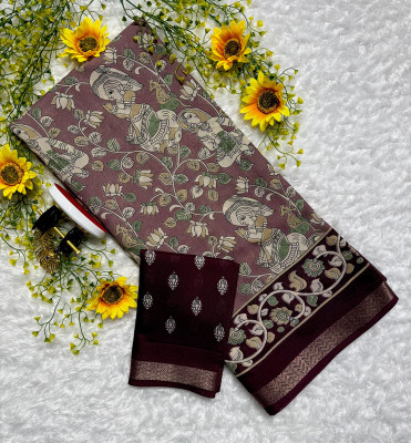 NavinyaVastra Printed Bollywood Silk Blend Saree(Maroon)