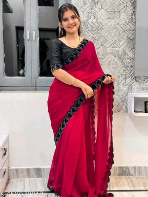Sayal Creation Self Design Bollywood Georgette Saree(Pink)