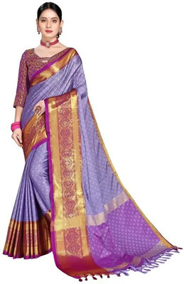 VRINDITA FASHION Self Design, Embellished Banarasi Jacquard, Cotton Silk Saree(Cream)