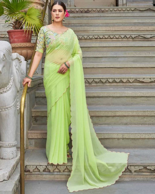 KALPNA CREATION Solid/Plain Bollywood Georgette Saree(Multicolor)