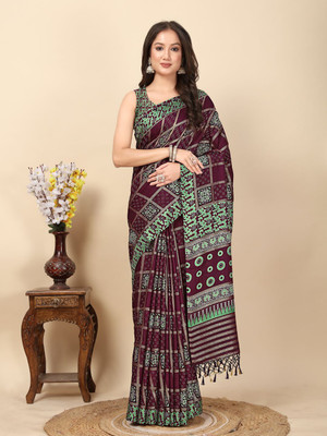 HouseOfCommon Applique Banarasi Art Silk Saree(Purple)