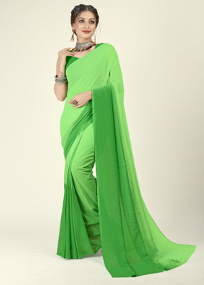 kashvi sarees Solid/Plain Bollywood Georgette Saree(Green)