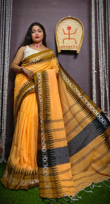 SSK Woven Bollywood Cotton Blend Saree(Mustard)