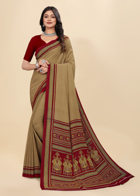 Vimla Printed Daily Wear Crepe Saree(Beige)