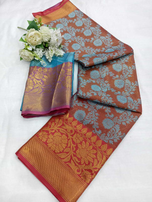 VAKHARIYAFAB Woven, Solid/Plain Banarasi Jacquard, Pure Silk Saree(Maroon)