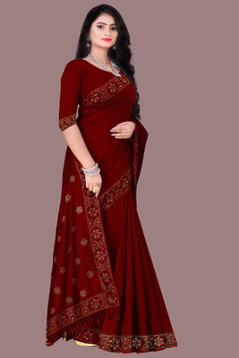 nevya creation Self Design Daily Wear Georgette, Chanderi Saree(Maroon)