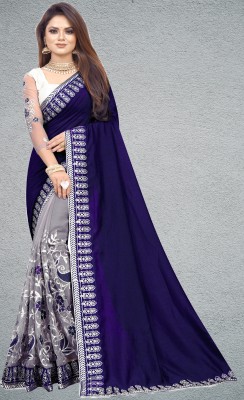 Divastri Embroidered Bollywood Art Silk, Net Saree(Blue, Grey)