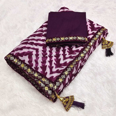 CHIGS FASHION Printed Bollywood Georgette Saree(Purple)