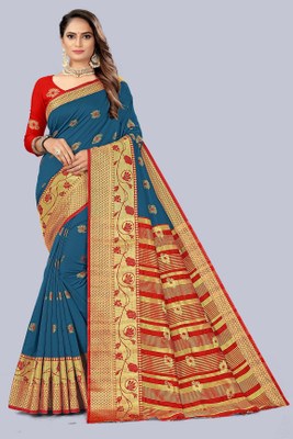 KAITHY CREATION Self Design Banarasi Art Silk Saree(Dark Blue)