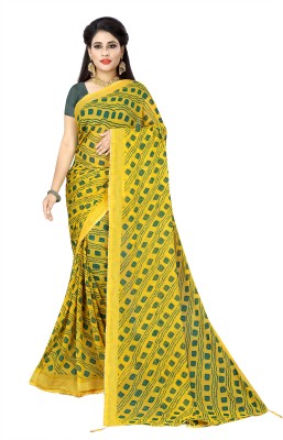 jalajdesigner Printed Bollywood Viscose Rayon Saree(Yellow)