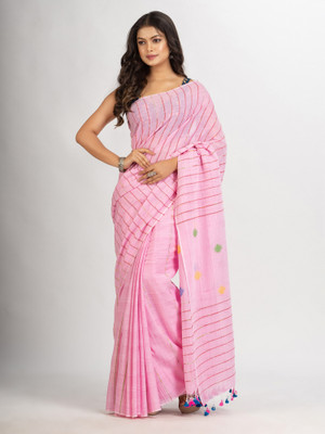 angoshobha Woven Handloom Pure Cotton Saree(Pink)