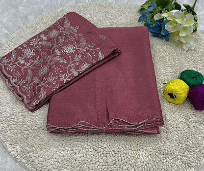 MM VENTURE Embroidered Tant Silk Blend Saree(Grey)
