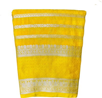 BabuCreation Woven Banarasi Silk Blend Saree(Yellow, Gold)