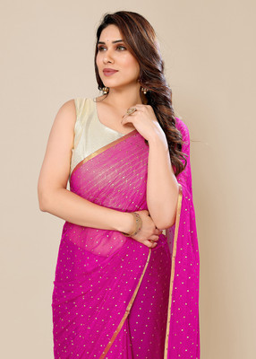 Prutha Fashions Embellished Bollywood Chiffon Saree(Purple)