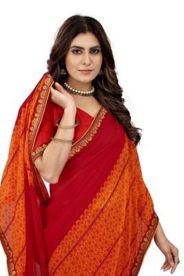 mahalaxmi fab Polka Print, Self Design, Printed Bollywood Art Silk, Jacquard Saree(Red)