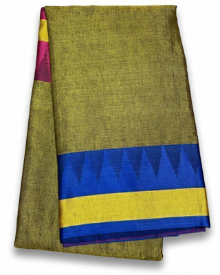 Arzoo kala textiles Self Design, Woven, Temple Border Banarasi Cotton Silk Saree(Multicolor)