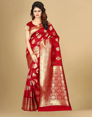 Divastri Woven, Self Design Banarasi Art Silk Saree(Red, Gold)