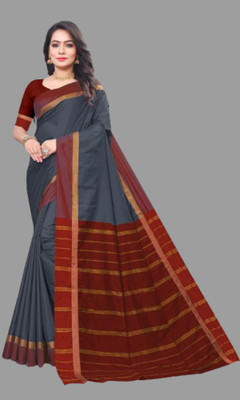 HITESH ENTERPRISE Self Design Banarasi Cotton Silk Saree(Grey)