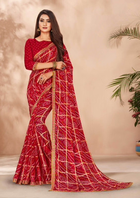 Laxmipati sarees Printed Daily Wear Chiffon Saree(Red)