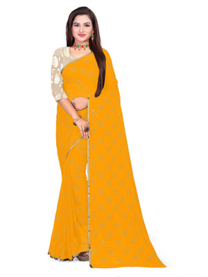 Aardiva Printed Daily Wear Chiffon Saree(Yellow)