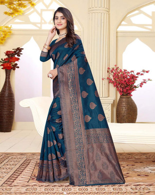YASHIKA Woven Banarasi Art Silk Saree(Blue)