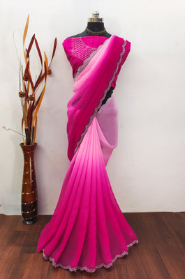 Koladiya Trendz Printed Bollywood Georgette Saree(Blue)