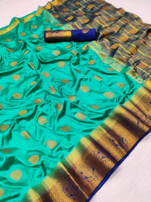 BHOLEBABA CREATION Self Design, Solid/Plain Banarasi Tussar Silk Saree(Dark Green)