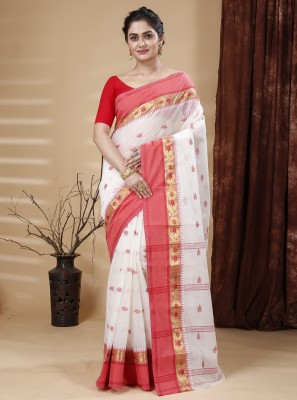 Bong ButiQ Woven Tant Pure Cotton Saree(Grey)