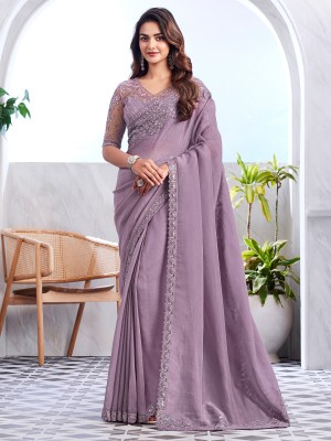 Divastri Embellished Bollywood Georgette Saree(Purple)