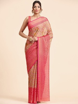 Sanjana Silks Printed Bollywood Brasso Saree(Pink)