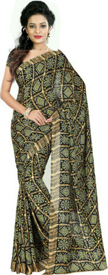 HouseOfCommon Printed Bandhani Crepe Saree(Multicolor)