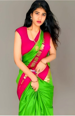 Mortal Textile Animal Print Assam Silk Cotton Silk Saree(Mustard)