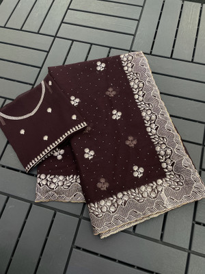 SHUBHDRASHTI NX Embroidered Bollywood Organza Saree(Maroon)