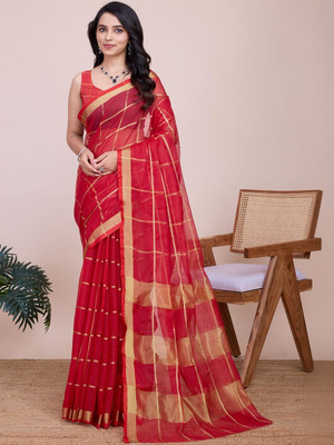 Moda Rapido Woven Daily Wear Silk Blend Saree(Red)