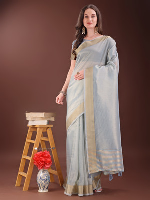 Tasrika Woven Kanjivaram Organza Saree(Grey)