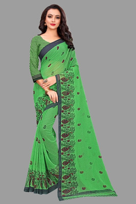 Vimalnath Synthetics Printed Mysore Georgette Saree(Green)