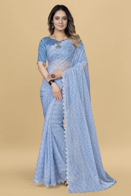 Julee Embellished Bollywood Lycra Blend Saree(Light Blue)