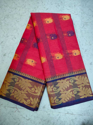Ghosh handloom Self Design Tant Pure Cotton Saree(Red)