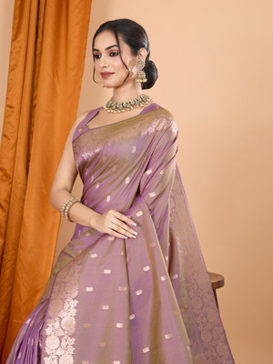 SUDIPTA Woven Banarasi Pure Silk Saree(Purple)