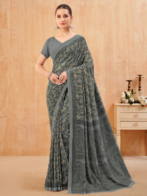 Tasrika Printed Daily Wear Georgette Saree(Grey)