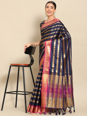 SERONA FABRICS Printed, Self Design Bollywood Art Silk Saree(Dark Blue)