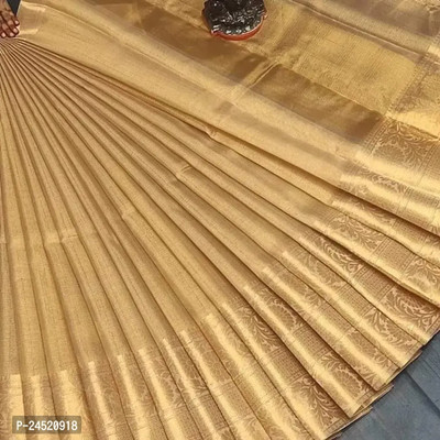 Dujjana Silk Saree Woven, Solid/Plain Banarasi Art Silk, Tissue Saree(Gold)