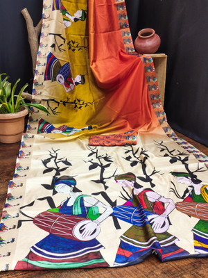 Bandhanivilla Digital Print Bollywood Silk Blend Saree(Multicolor)