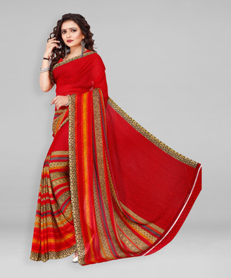 kashvi sarees Printed Daily Wear Georgette Saree(Red)