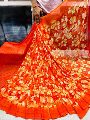 HouseOfCommon Ombre Bollywood Georgette Saree(Orange)