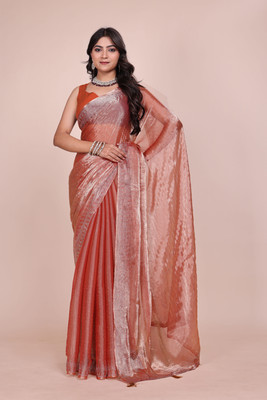 JS Clothing Mart Embellished Bollywood Jimmy choo Saree(Orange)