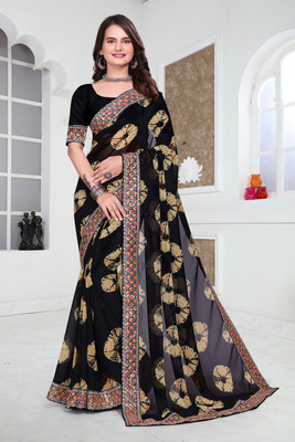 Shree Shyam Creation Printed Bollywood Georgette Saree(Black)