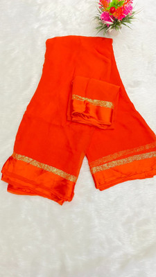 VINIT ENTERPRISE Solid/Plain Bollywood Viscose Rayon Saree(Orange)