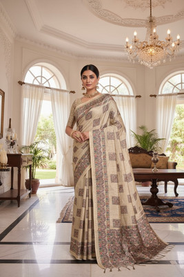 K 5 FASHION Digital Print Bollywood Cotton Silk Saree(Yellow)