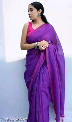 Hiya saree And Punjabi house Printed, Solid/Plain Handloom Pure Cotton, Cotton Silk Saree(Maroon)